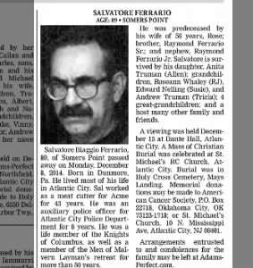Obituary for Salvatore Biaggio Ferrario