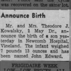 John Edward Birth